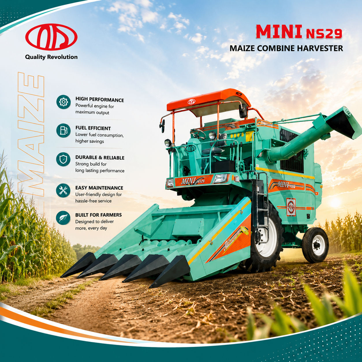 Mini NS29 Maize Combine Harvester